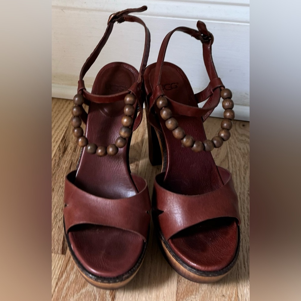 Ugg Brown Leather Platform Heels - image 1